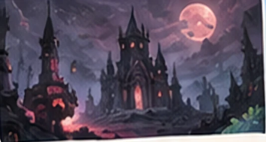 A dark fantasy castle at dusk