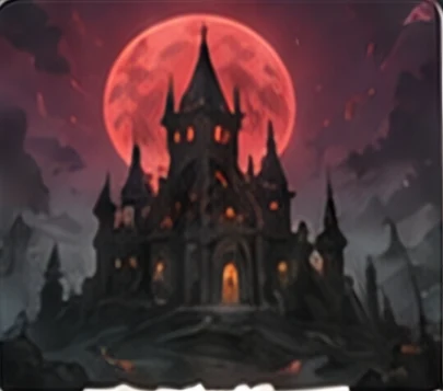 A gothic castle under a blood moon